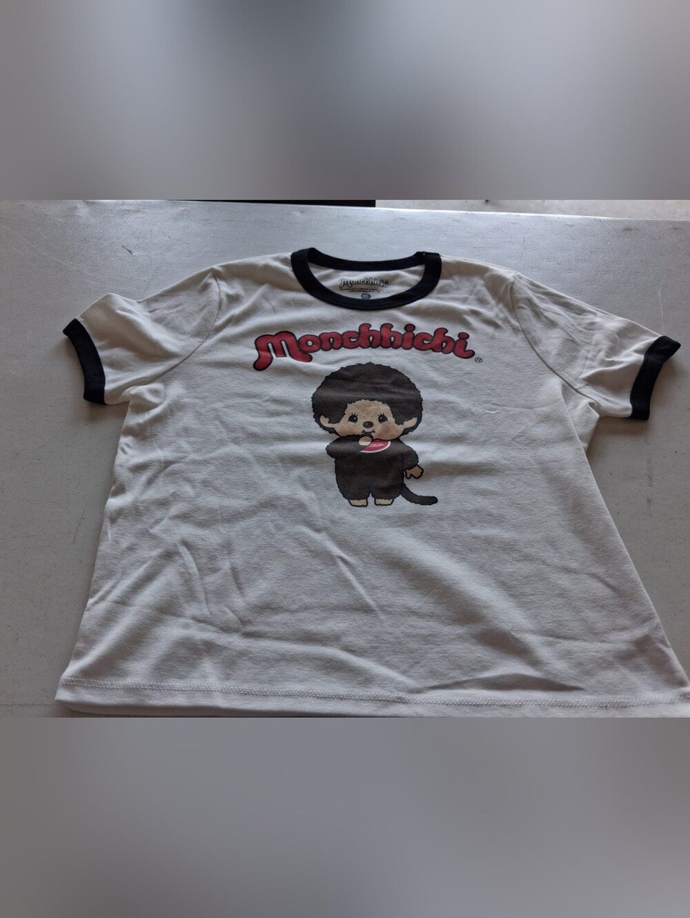 Monchhichi Graphic Ringer Tee - White with Black & Red